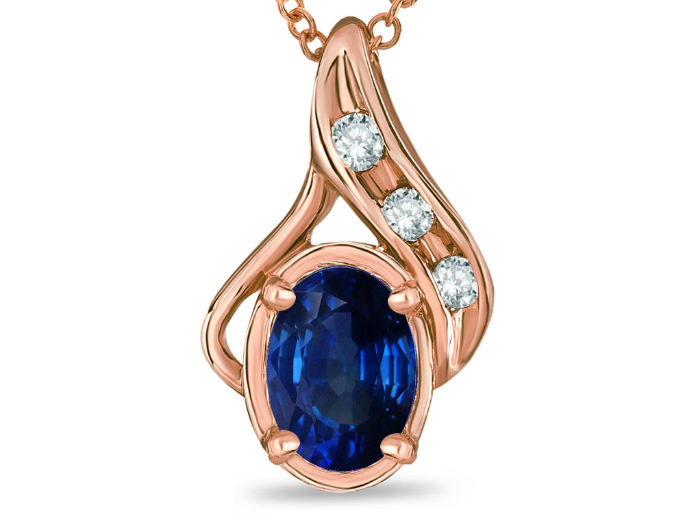 Star K Oval 7x5mm Created Sapphire Pendant Necklace