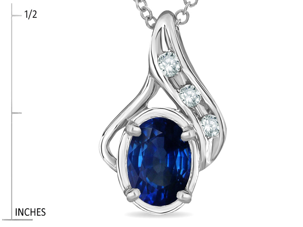 Star K Oval 7x5mm Created Sapphire Pendant Necklace