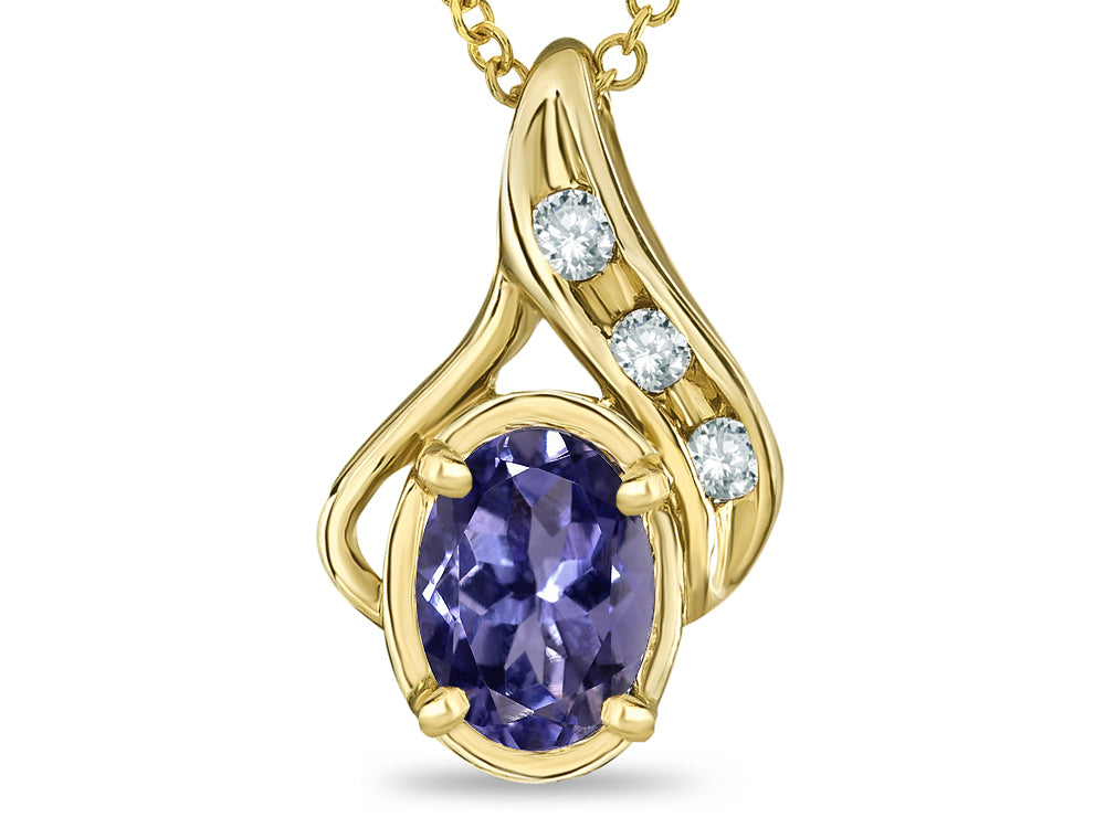 Star K Oval 7x5mm Genuine Iolite Pendant Necklace