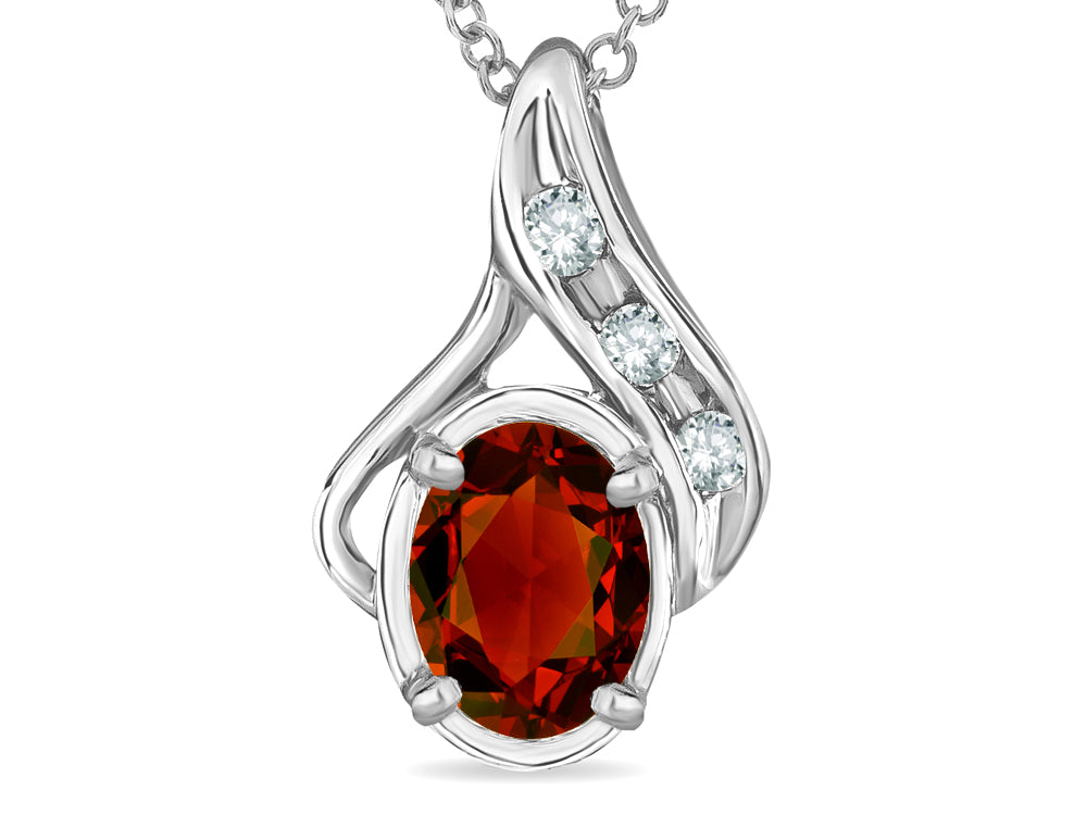 Star K Oval 7x5mm Genuine Garnet Pendant Necklace