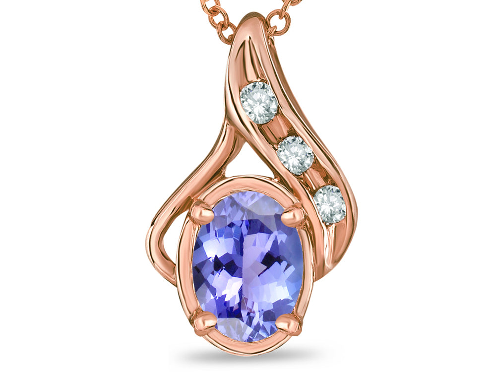 Star K Oval 7x5mm Genuine Tanzanite Pendant Necklace
