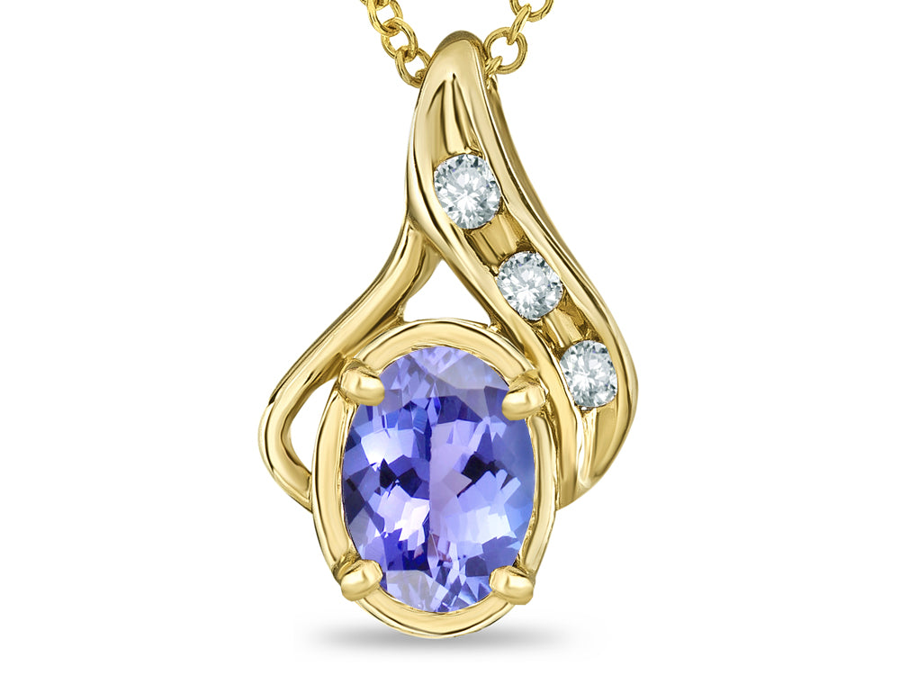 Star K Oval 7x5mm Genuine Tanzanite Pendant Necklace