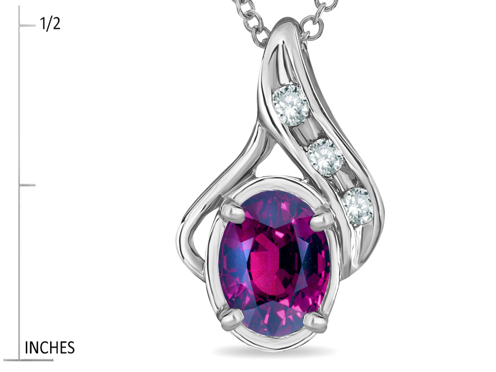 Star K Oval 7x5mm Genuine Rhodolite Pendant Necklace