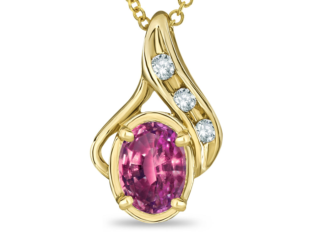 Star K Oval 7x5mm Simulated Pink Tourmaline Pendant Necklace