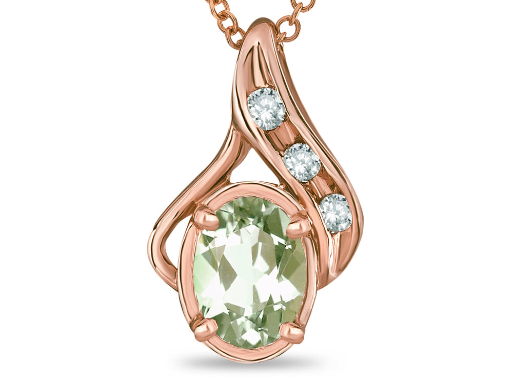 Star K Oval 7x5mm Genuine Green Amethyst Pendant Necklace
