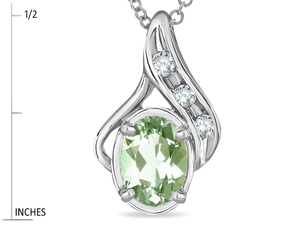 Star K Oval 7x5mm Genuine Green Amethyst Pendant Necklace