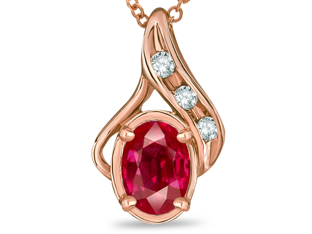 Star K Oval 7x5mm Created Ruby Pendant Necklace