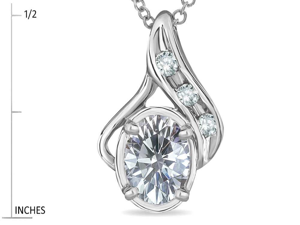 Star K Oval 7x5mm Genuine White Topaz Pendant Necklace