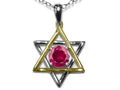 Star K Jewish Star of David Pendant Necklace with Round Created Ruby