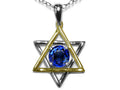 Star K Jewish Star of David Pendant Necklace with Round Created Sapphire