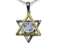 Star K Jewish Star of David Pendant Necklace with Round Genuine Aquamarine
