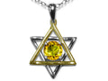 Star K Jewish Star of David Pendant Necklace with Round Genuine Citrine