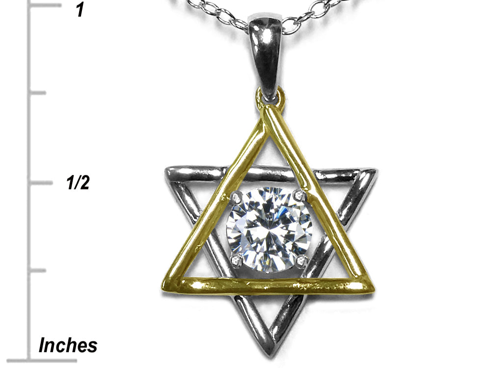 Star K Jewish Star of David Pendant Necklace with Round Genuine White Topaz