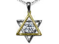 Star K Jewish Star of David Pendant Necklace with Round Genuine White Topaz