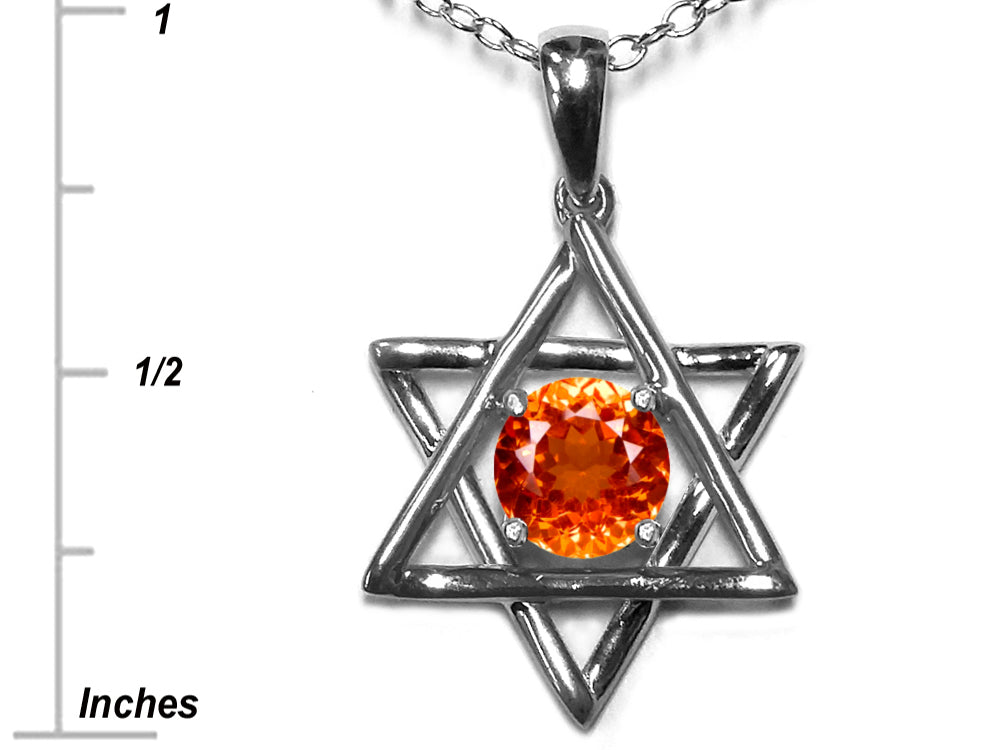 Star K Jewish Star of David Pendant Necklace with Round Simulated Mexican Fire Opal