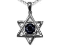 Star K Jewish Star of David Pendant Necklace with Round Genuine Black Sapphire