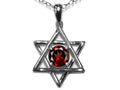 Star K Jewish Star of David Pendant Necklace with Round Genuine Garnet