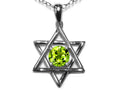 Star K Jewish Star of David Pendant Necklace with Round Genuine Peridot