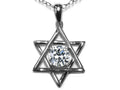 Star K Jewish Star of David Pendant Necklace with Round Genuine White Topaz