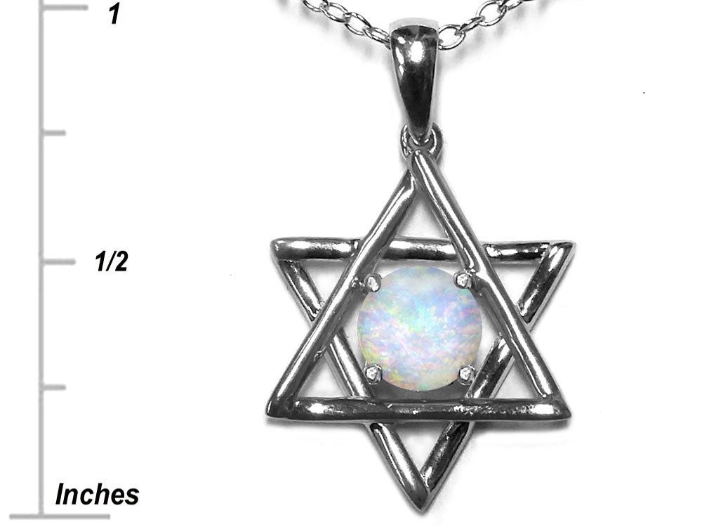 Star K Jewish Star of David Pendant Necklace with Round Opal