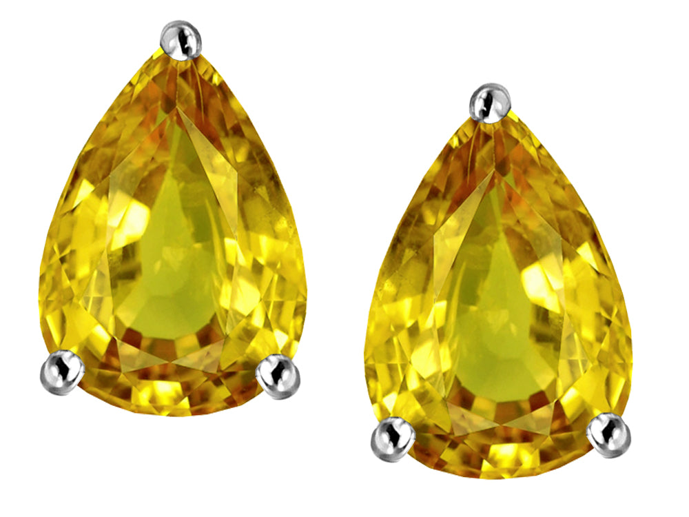 Star K Pear Shape 9x7mm Simulated Citrine Earrings Studs