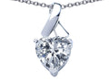 Star K 7mm Heart Shape Genuine White Topaz Ribbon Pendant Necklace