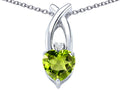 Star K 8mm Heart Shape Simulated Peridot and Cubic Zirconia Cross Heart Pendant Necklace