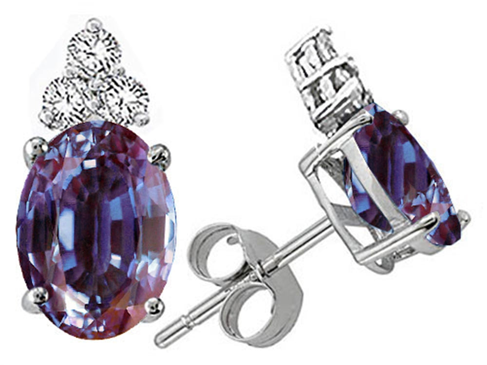 Tommaso Design Oval 8x6mm Simulated Alexandrite Earrings