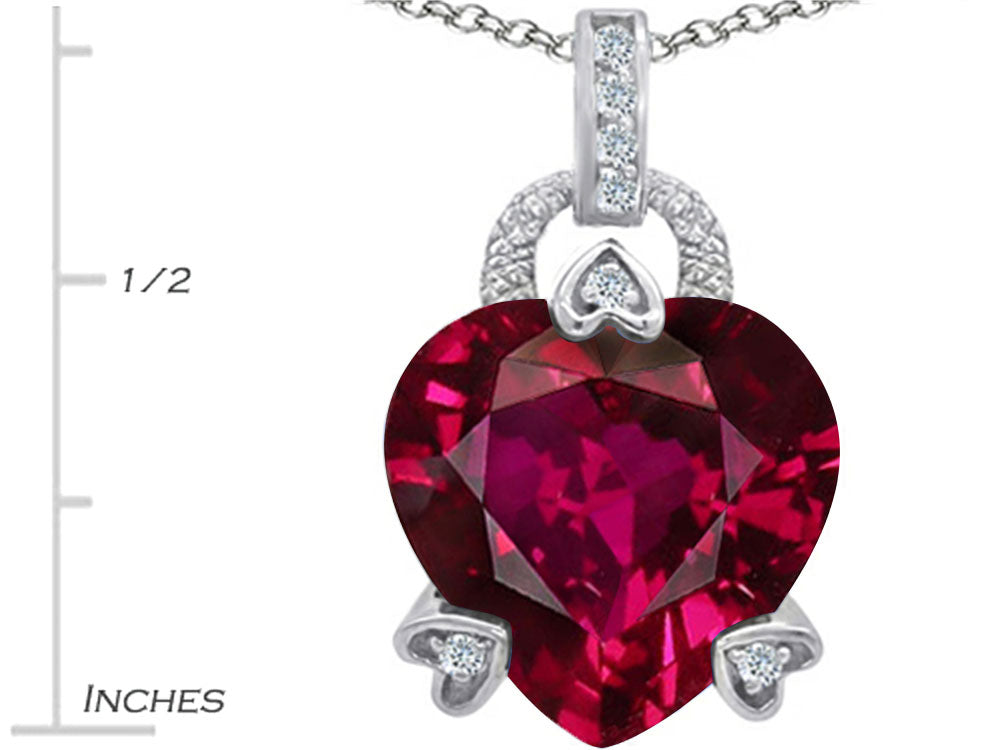 Star K Large Lock Love Heart Pendant Necklace with 13mm Heart Shape Created Ruby