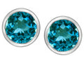 Star K 7mm Round Simulated Blue Topaz Earrings Studs