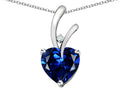 Star K Heart Shape 8mm Created Sapphire Endless Love Pendant Necklace