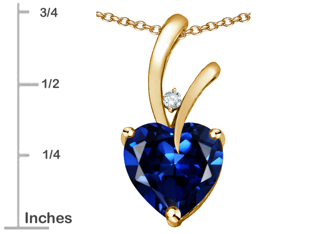 Star K Heart Shape 8mm Created Sapphire Endless Love Pendant Necklace