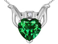Star K Claddagh Love Pendant Necklace With 8mm Heart Simulated Emerald