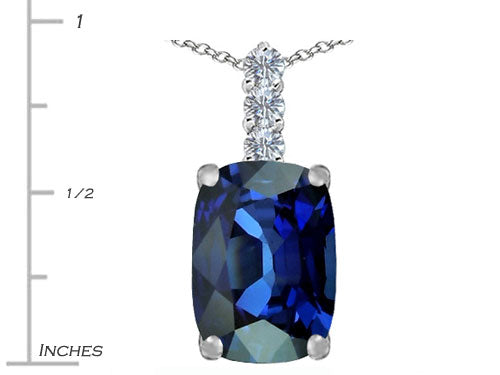 Star K Large 14x10mm Cushion-Cut Simulated Sapphire Pendant Necklace