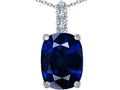 Star K Large 14x10mm Cushion-Cut Simulated Sapphire Pendant Necklace