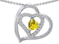 Star K Heart Shape Simulated Citrine Pendant Necklace