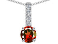 Star K Round Simulated Garnet Pendant Necklace
