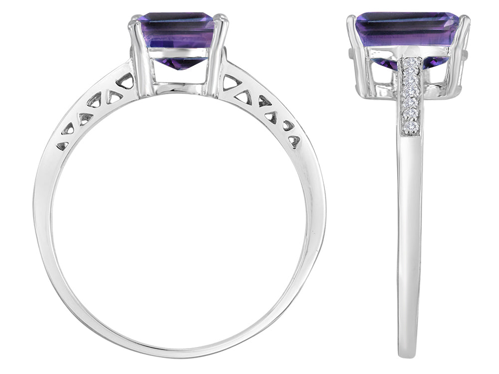 Original Star K 8x6mm Genuine Amethyst Solitaire Engagement Ring