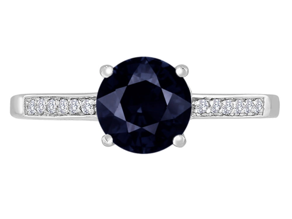 Original Star K Round 7mm Genuine Black Sapphire Solitaire Engagement Ring