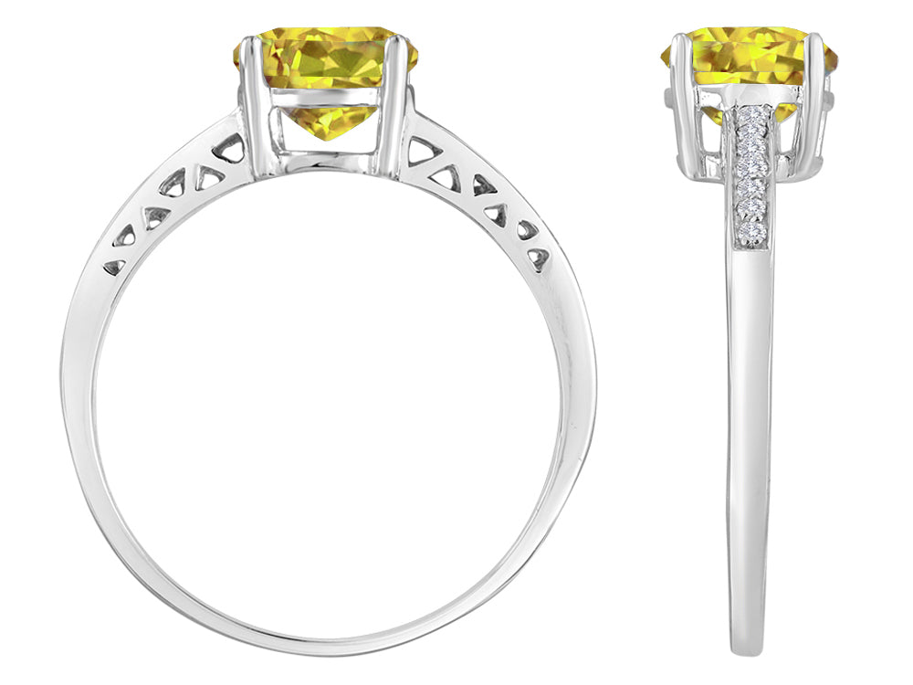 Original Star K Round 7mm Genuine Citrine Solitaire Engagement Ring
