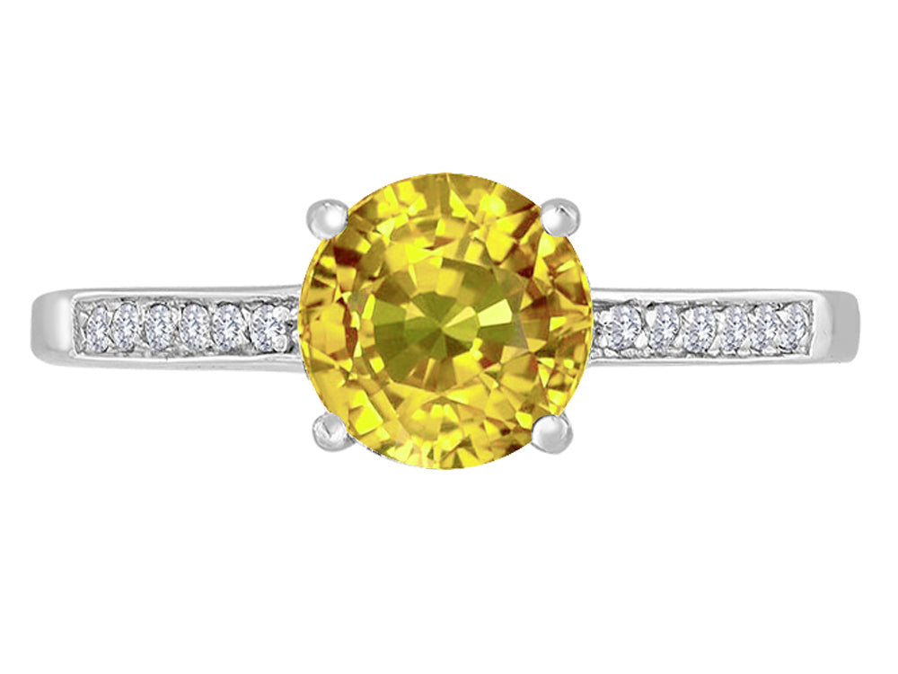 Original Star K Round 7mm Genuine Citrine Solitaire Engagement Ring