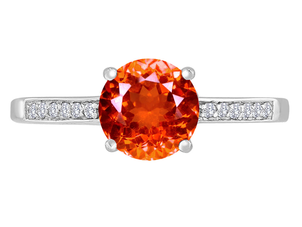 Original Star K Round 7mm Simulated Orange Mexican Fire Opal Solitaire Engagement Ring