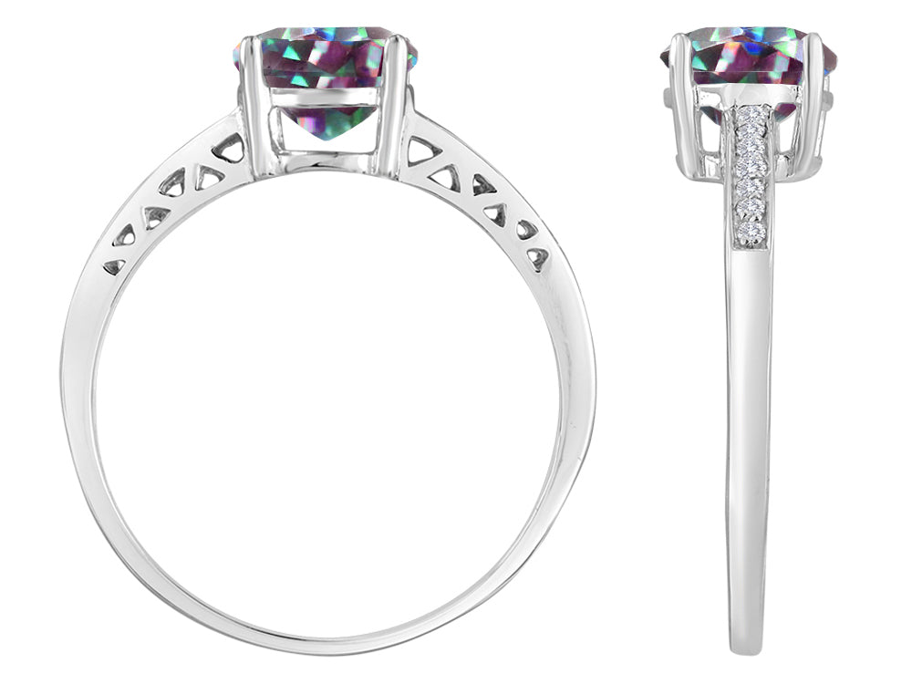 Original Star K Round 7mm Rainbow Mystic Topaz Solitaire Engagement Ring