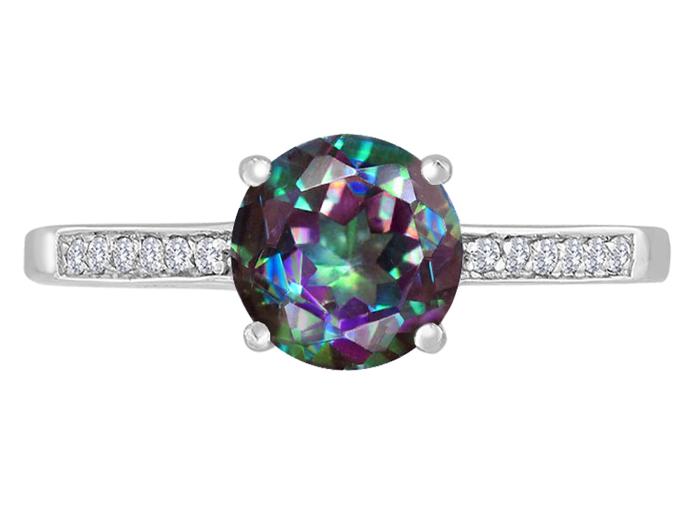 Original Star K Round 7mm Rainbow Mystic Topaz Solitaire Engagement Ring