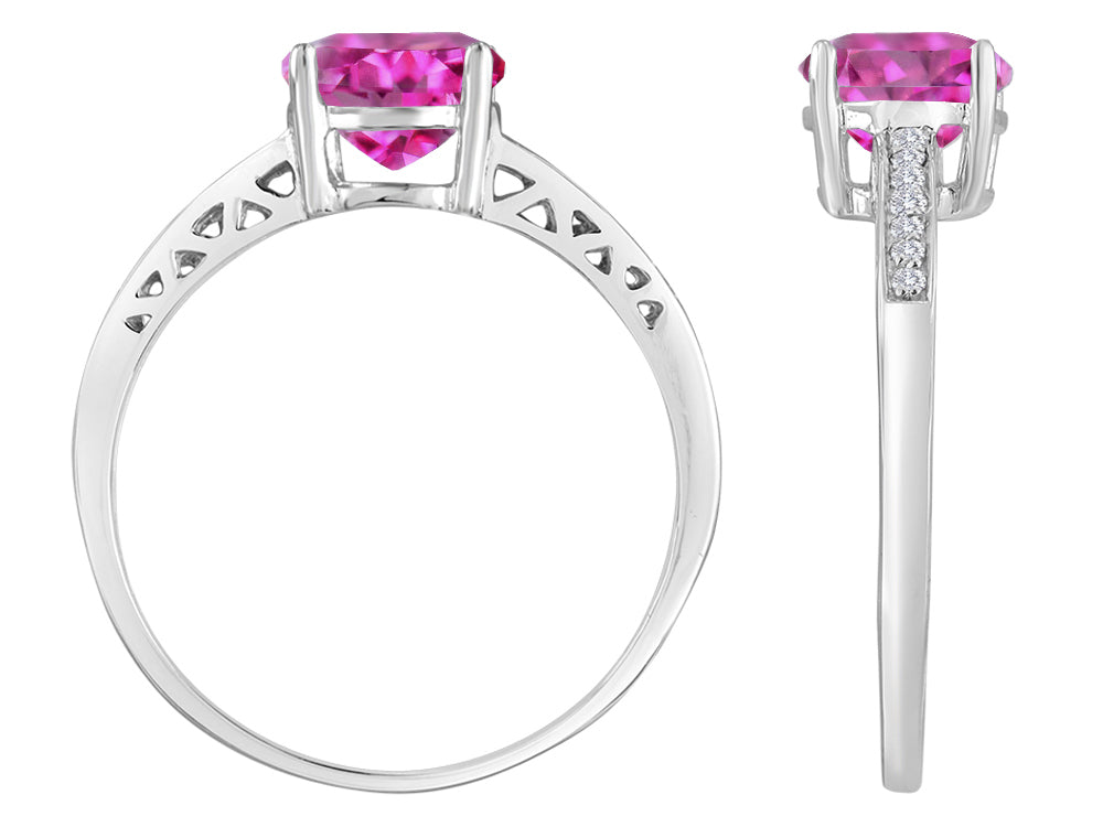 Original Star K Round 7mm Created Pink Sapphire Solitaire Engagement Ring