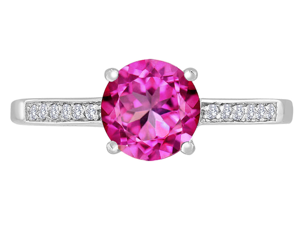 Original Star K Round 7mm Created Pink Sapphire Solitaire Engagement Ring