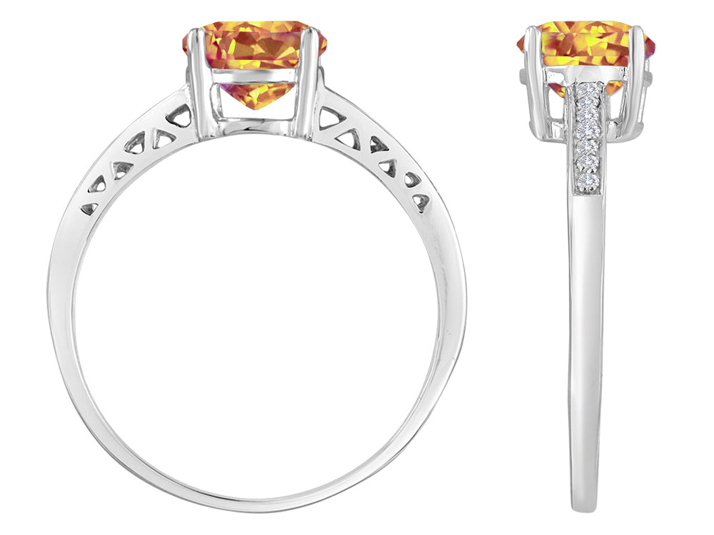 Original Star K Round 7mm Simulated Imperial Yellow Topaz Solitaire Engagement Ring