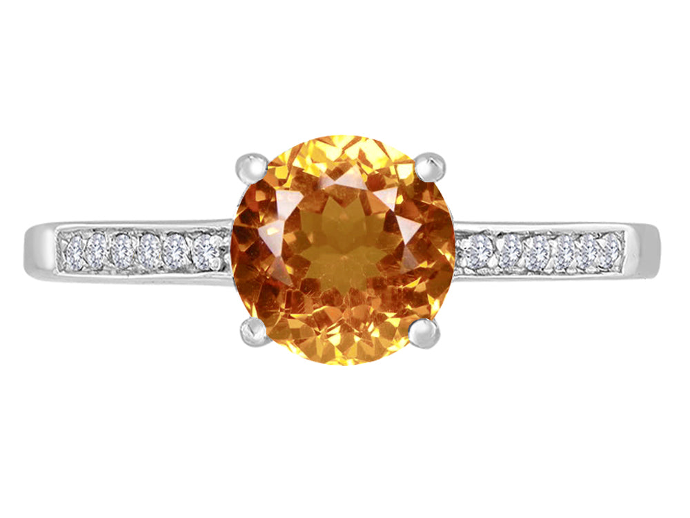 Original Star K Round 7mm Simulated Imperial Yellow Topaz Solitaire Engagement Ring