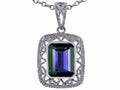 Star K Emerald Cut Genuine Iolite Pendant Necklace