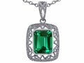 Star K Emerald Cut Simulated Emerald Pendant Necklace